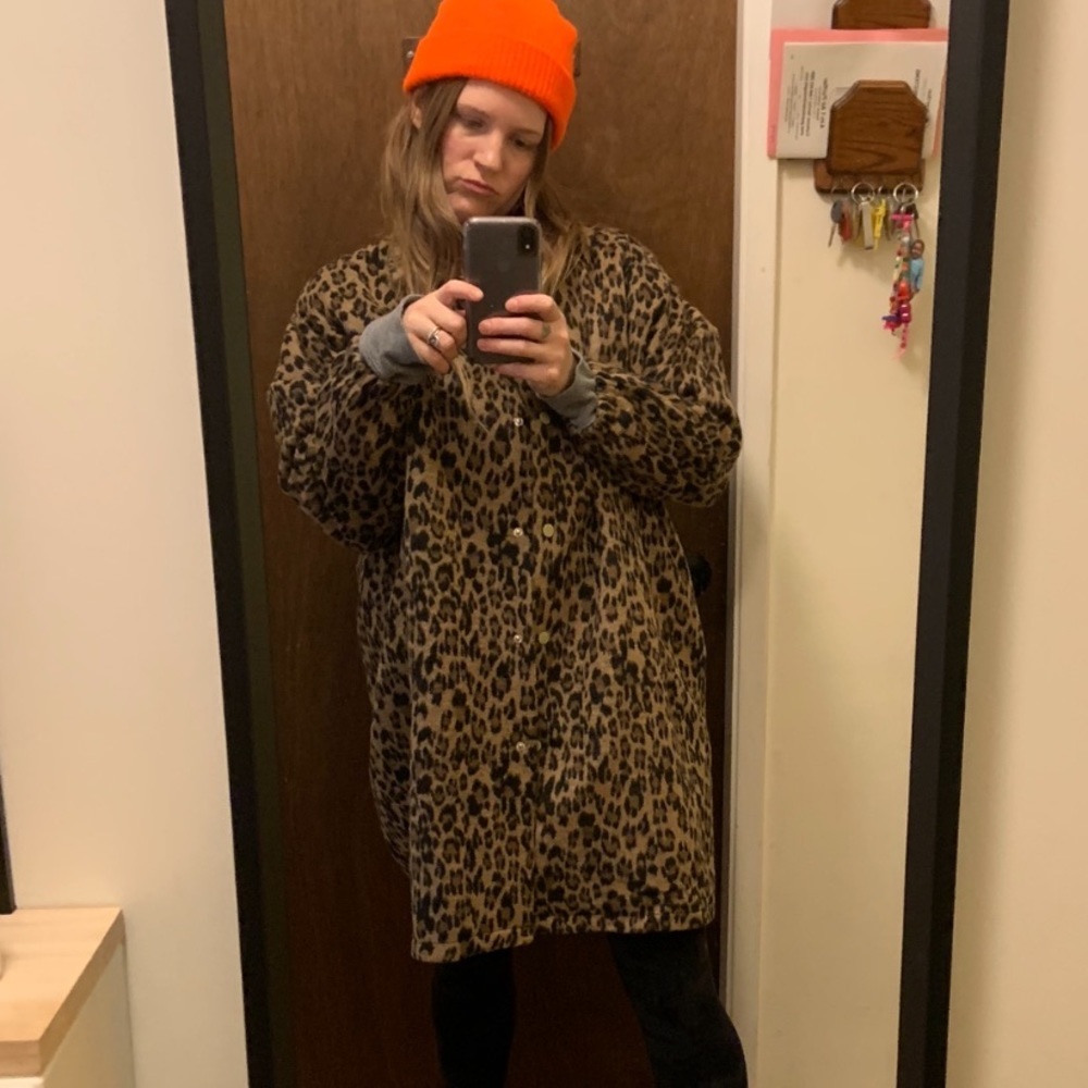 Red Sky Leopard print blanket coat